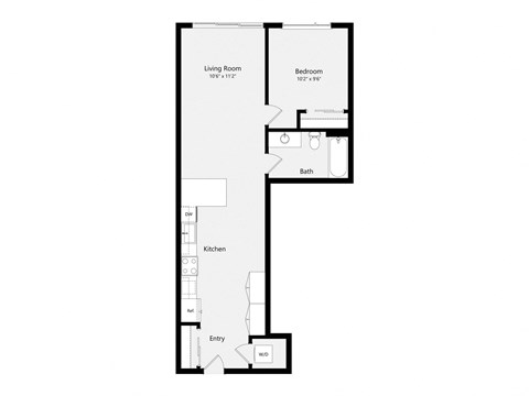a floor plan of a 1 bedroom floor plan